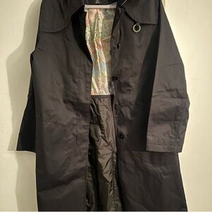 Mackintosh Black Trench Coat with Patterned Lining